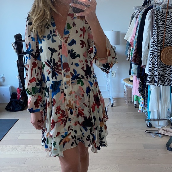 NWT Alice + Olivia Mini dress burn velvet with tie - Picture 8 of 10